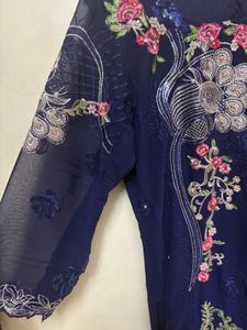 Pakistani Navy Blue Chiffon Set heavy embroid