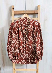 Brown Printed Top Size-40