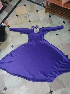 Pruple Satin Gown With Pant