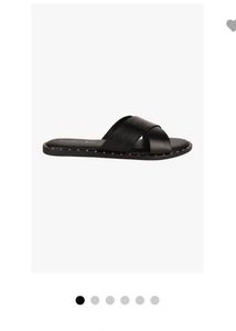 Steve Madden Black Cross Strap Flat Sandals