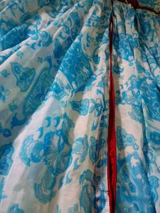 Blue &amp; White Floral Print Gown Dress