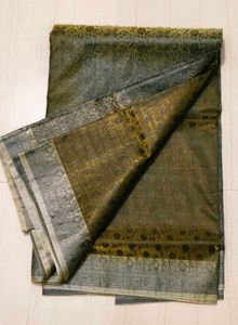 Elegant Olive & Gold Banarasi Silk Saree