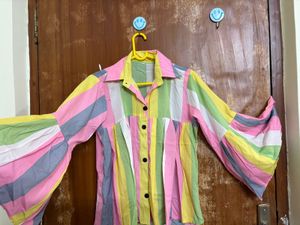 Colorful Striped Bell Sleeve Top