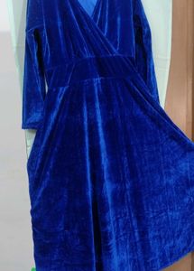 Blue Velvet Wrap Dress