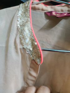 Kurti With Sequence Work And Embroidrery on Neck