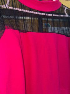 Chic Rani Pink With Black Mesh Detailing Dress XL