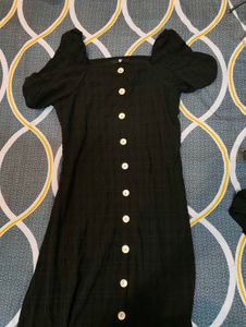 Fig Black Button Dress