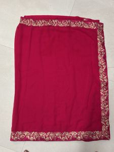 Elegant Pink Embroidered Saree