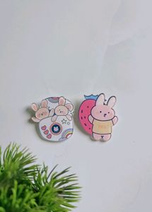 2pcs Kawaii Rabbit Brooch Pins