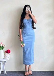 Blue Bodycon Midi Dress