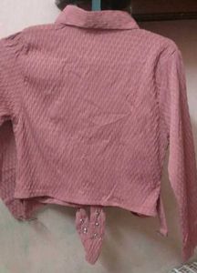 Pink Textured Crop Top