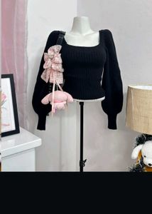 Chic Black Square Neck Top