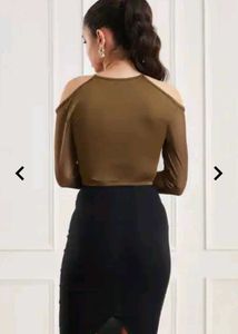 Olive Cutout Long Sleeve Top