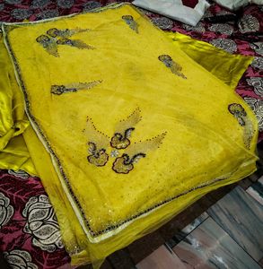 Party Wear Full Embroidery Hand Work Saree