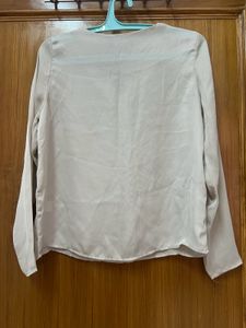Full Sleeeves Satin Beige Top