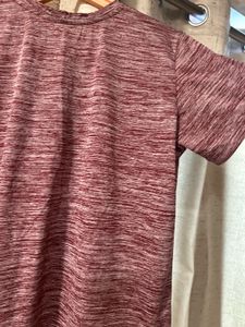 Maroon Patterned Workout T-Shirt,Bust-36Strechable