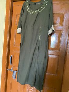 Olive Green Embroidered Kurti