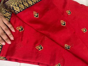 New red patches saree
