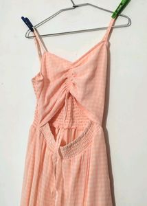 Ginger Checked Fit&amp;Flare Dress Peach