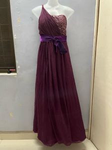 Elegant Purple Padded One-Shoulder Gown