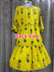 Yellow Floral Tiered Dress