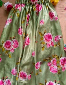 Green Silk/Satin Skirt for Small Girls (Kids)