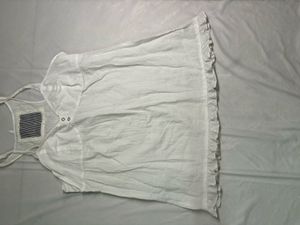 White Striped Girly Top