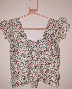 Floral Flutter Sleeve Top