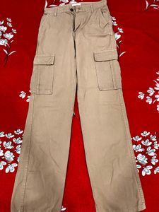 Khaki Cargo Pants high rise