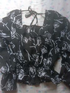 Floral Print Blouse - Black &amp; White
