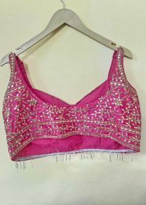Hot Pink Embellished Crop Top/Blouse