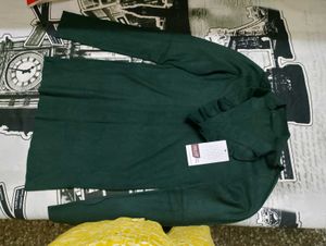 Green Ruffle Trim Knit Top