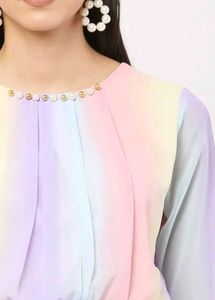 Rainbow Pastel Chiffon Blouse