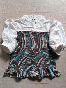 Zebra Print Puff Sleeve Top