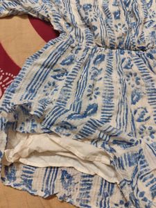 Blue &amp; White Print Romper