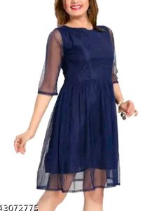 Stylish Navy Blue Net Dress