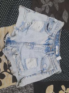 Pull & Bear Distressed Denim Shorts