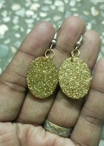 Sparkly Gold Circle Earrings