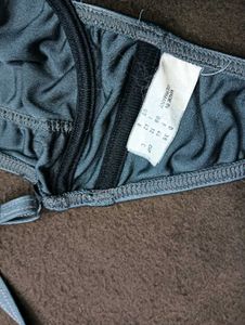 Black Bikini 🖤Top with Peach Stripe