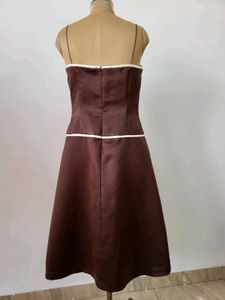Brown Strapless Satin Dress