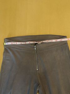 Suede Zip-Front Pants