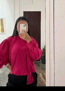 Pink Tie-Neck Top