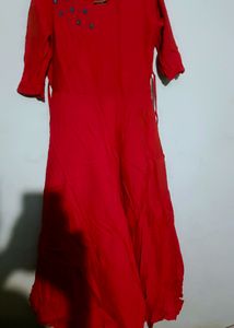 Offer!! Long Umbrella Cutting Red Anarkali Kurti