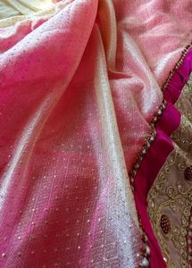 Elegant Pink & Gold net saree