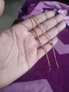 Golden Anklet With Stone Beads
