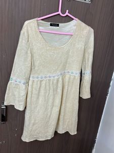 woollen dress cum top Cute Beige  for m &amp;L