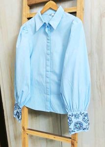 Embroidered sleeve Button-Down Top Size-38-40