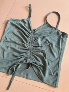 Green Ruched Tank Top