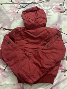 Red Quilted Hooded Jacket