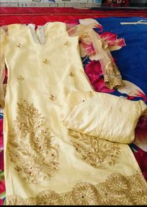 Elegant Embroidered Cream Dress